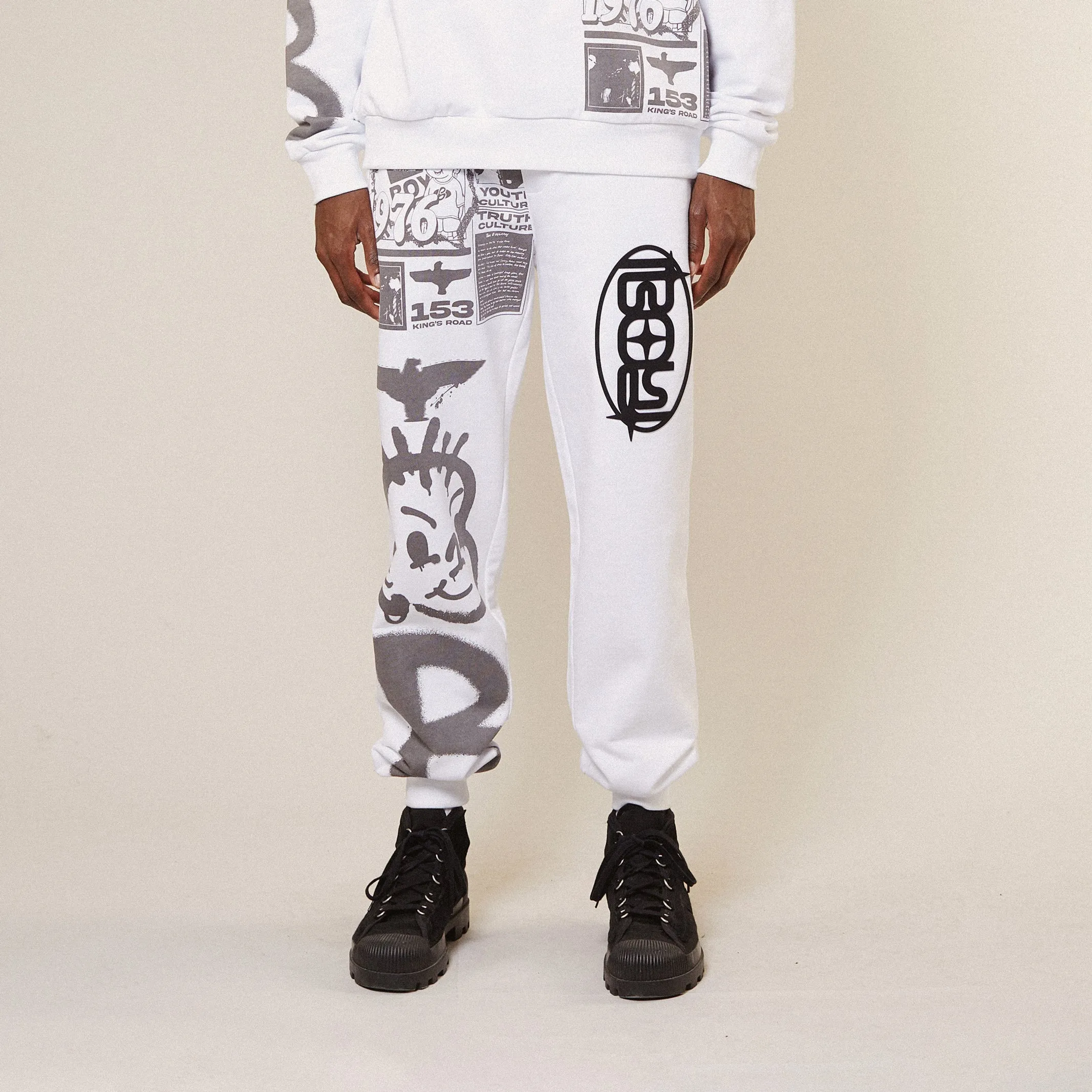 KINGS ROAD GRAFFITI JOGGERS - WHITE