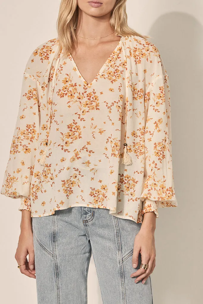 Kivari - Misha Blouse - Cream Rust Ditsy *FINAL SALE