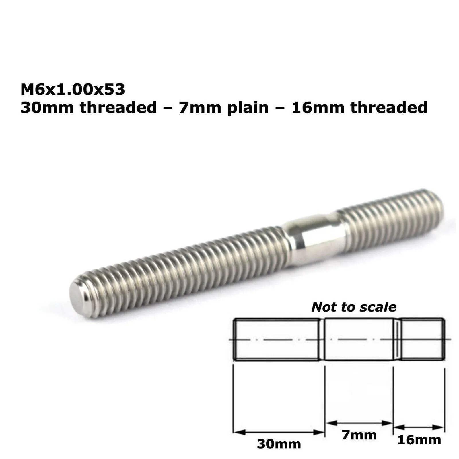 M6 Titanium Exhaust Studs | 39mm 44mm 53mm | 1.00 Thread Pitch