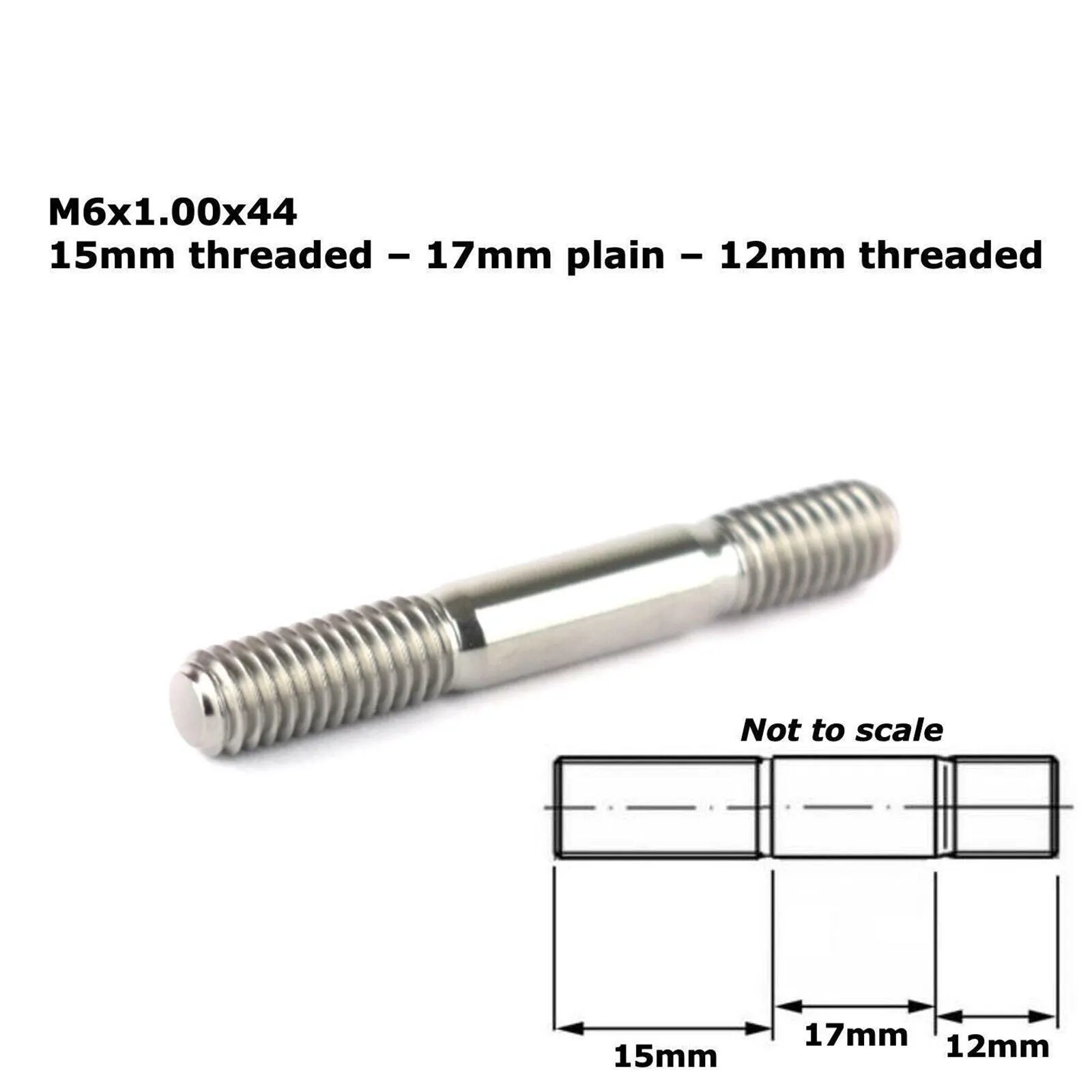 M6 Titanium Exhaust Studs | 39mm 44mm 53mm | 1.00 Thread Pitch