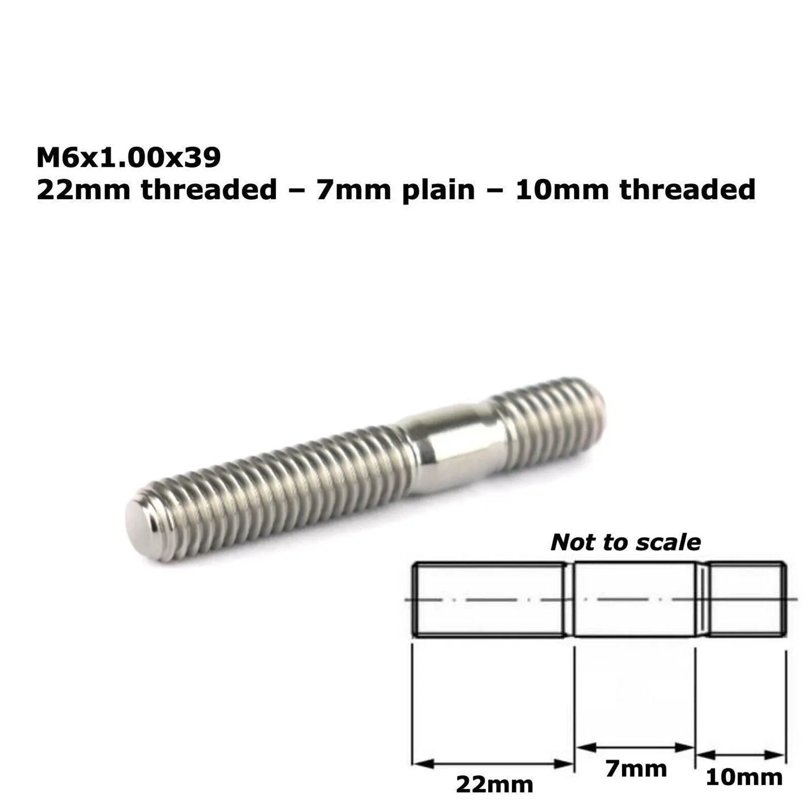 M6 Titanium Exhaust Studs | 39mm 44mm 53mm | 1.00 Thread Pitch