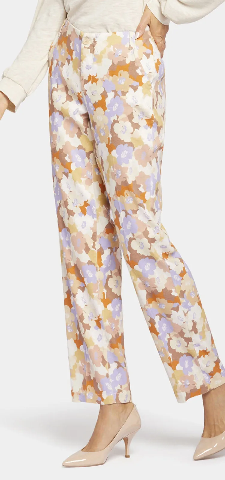 Marilyn Trouser Bloemenprint Stretch Linnen | Sunset Grove