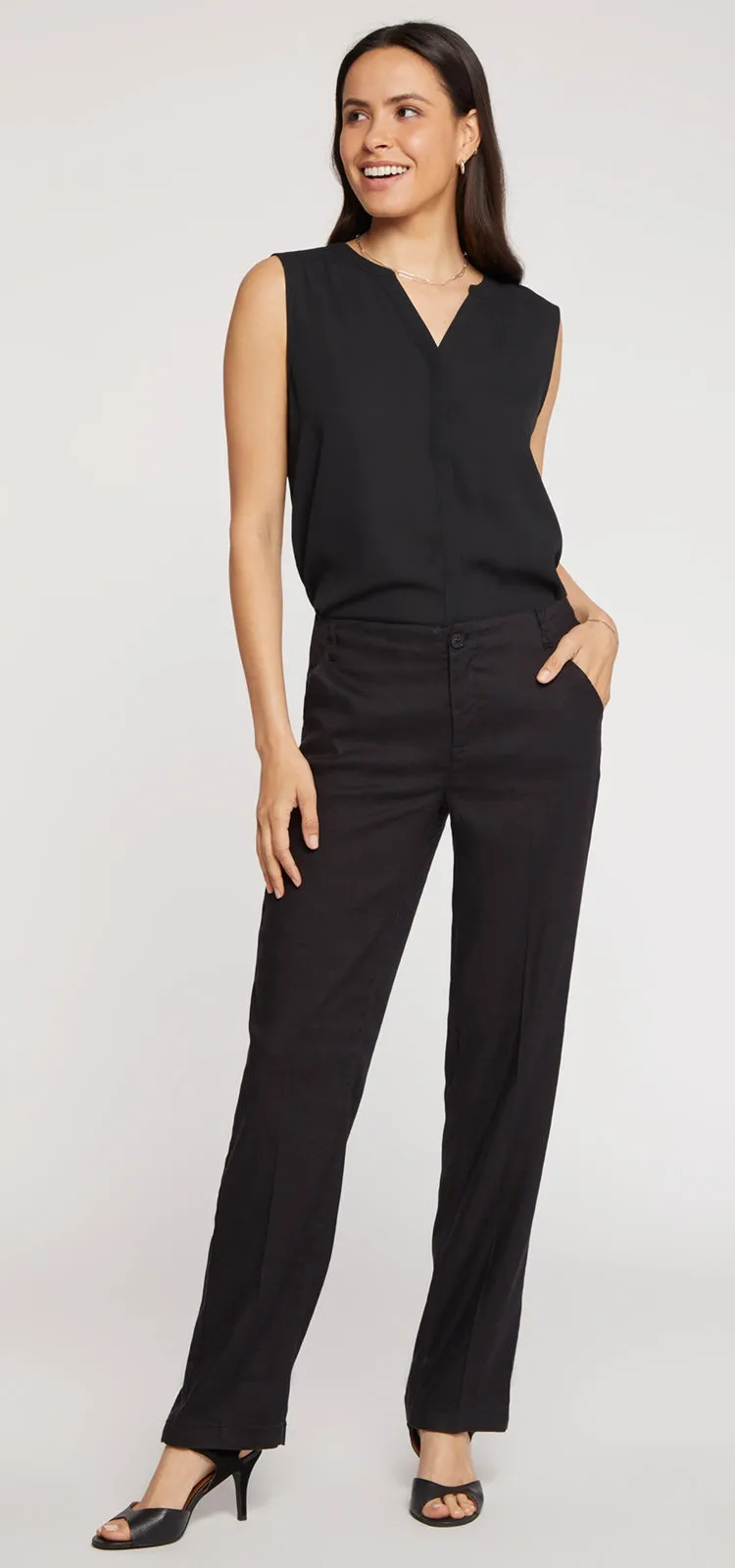 Marilyn Trouser Zwart Stretch Linnen | Black