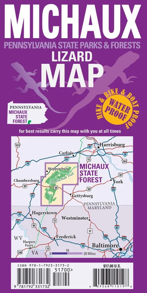 Michaux Lizard Map, Pennsylvania