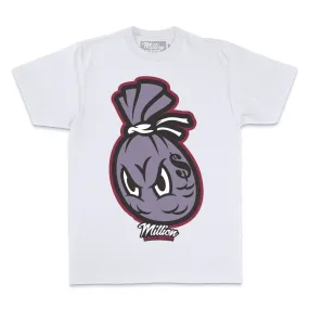 Money Bag - Plum Purple on White T-Shirt