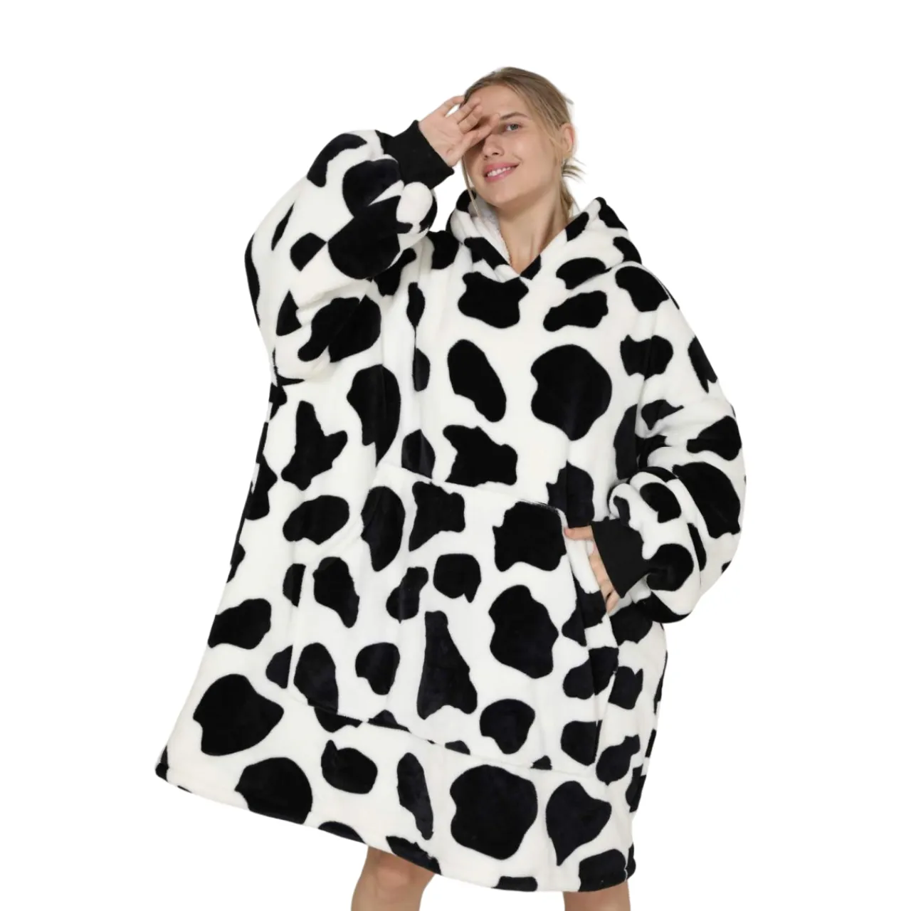 My Snuggy - Adult Monochrome Cow Hoodie Blanket