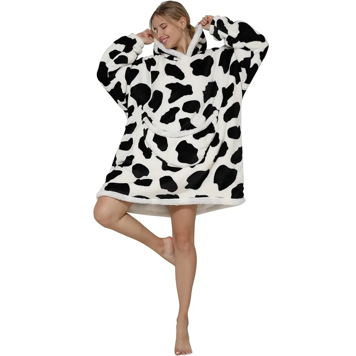 My Snuggy - Adult Monochrome Cow Hoodie Blanket