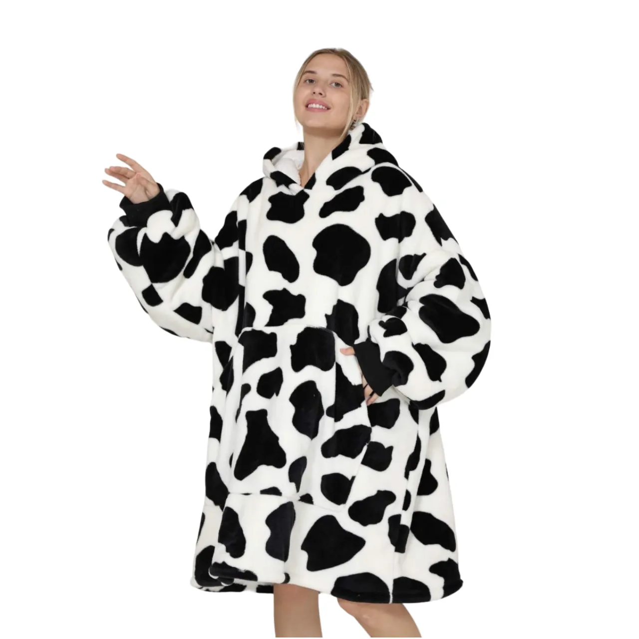 My Snuggy - Adult Monochrome Cow Hoodie Blanket