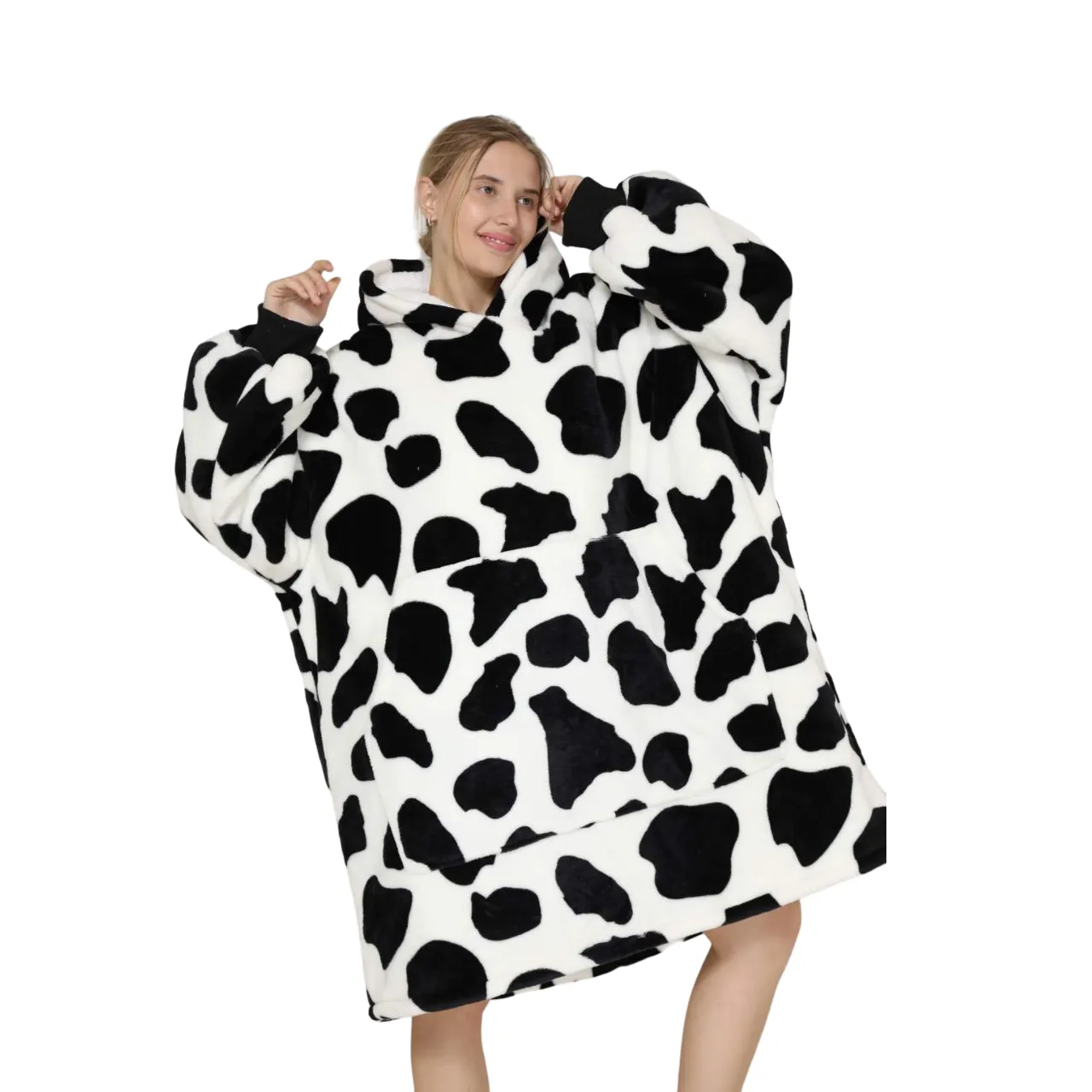 My Snuggy - Adult Monochrome Cow Hoodie Blanket