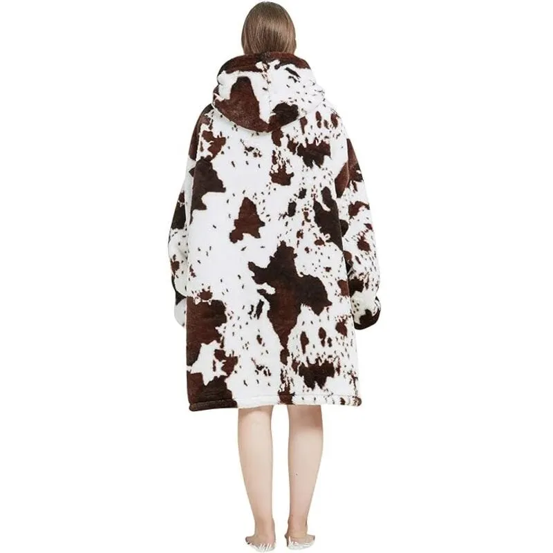 My Snuggy - Adult Seamless Cow Print Hoodie Blanket