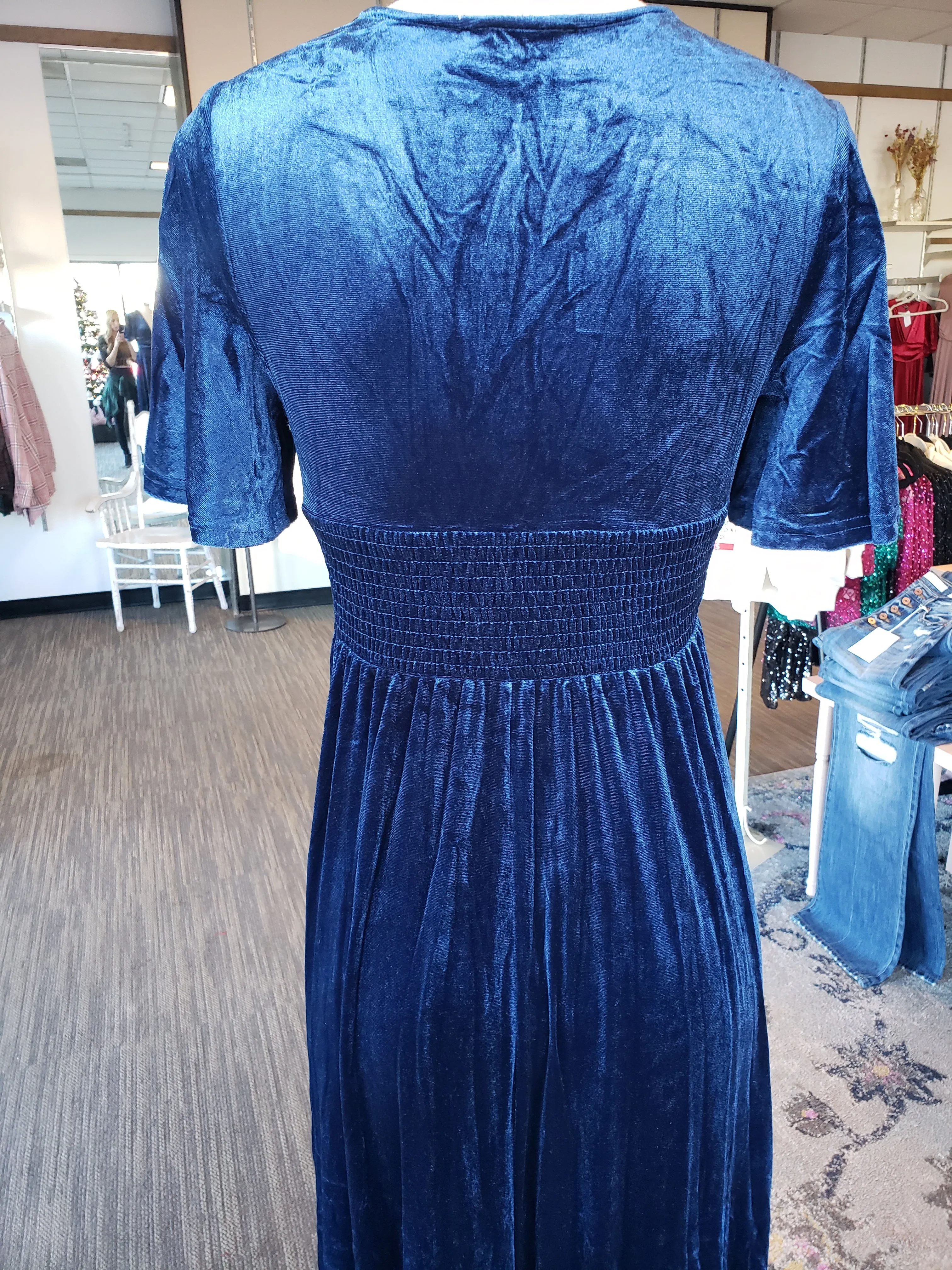 Navy Velvet Maxi Dress