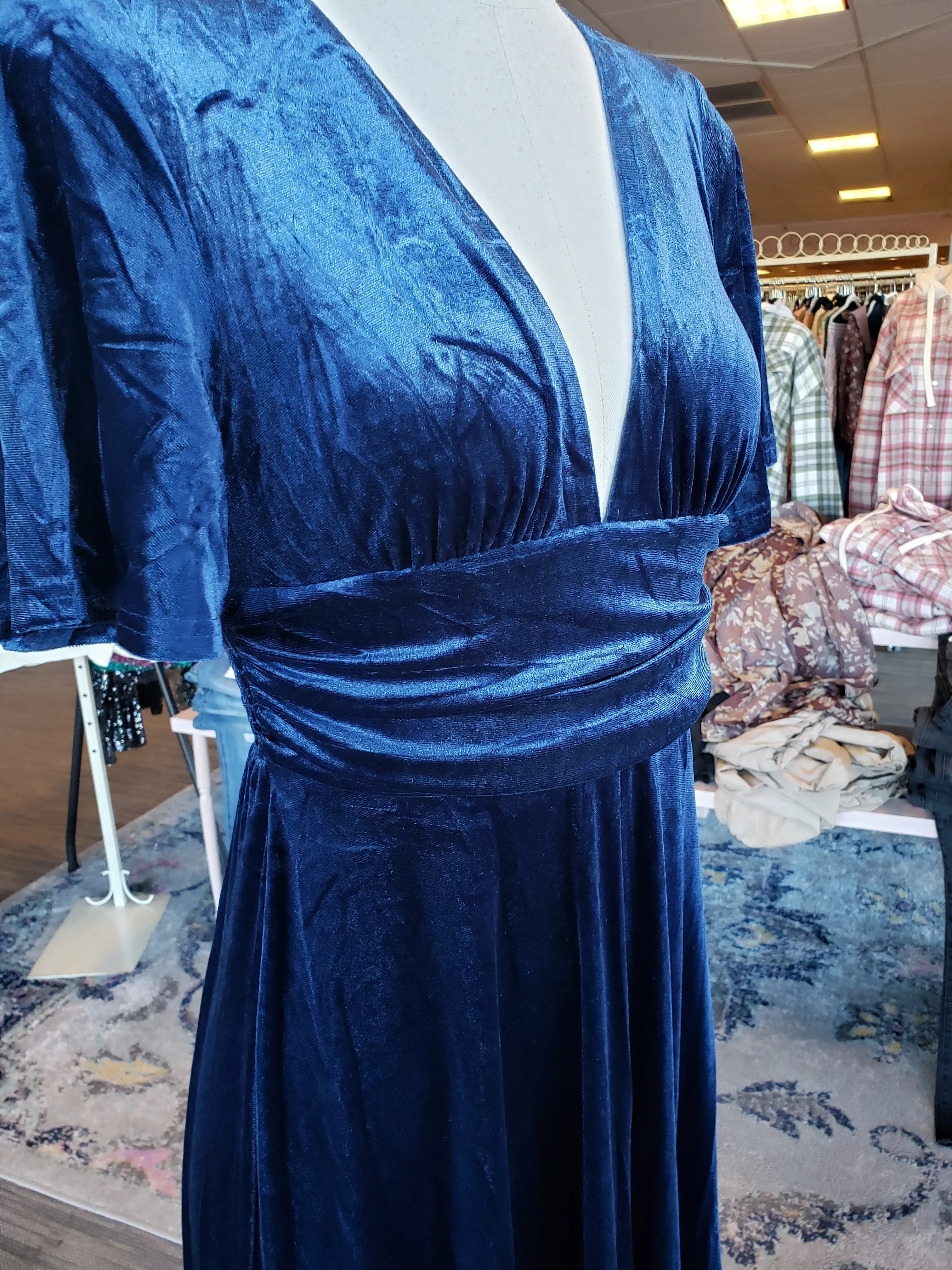 Navy Velvet Maxi Dress