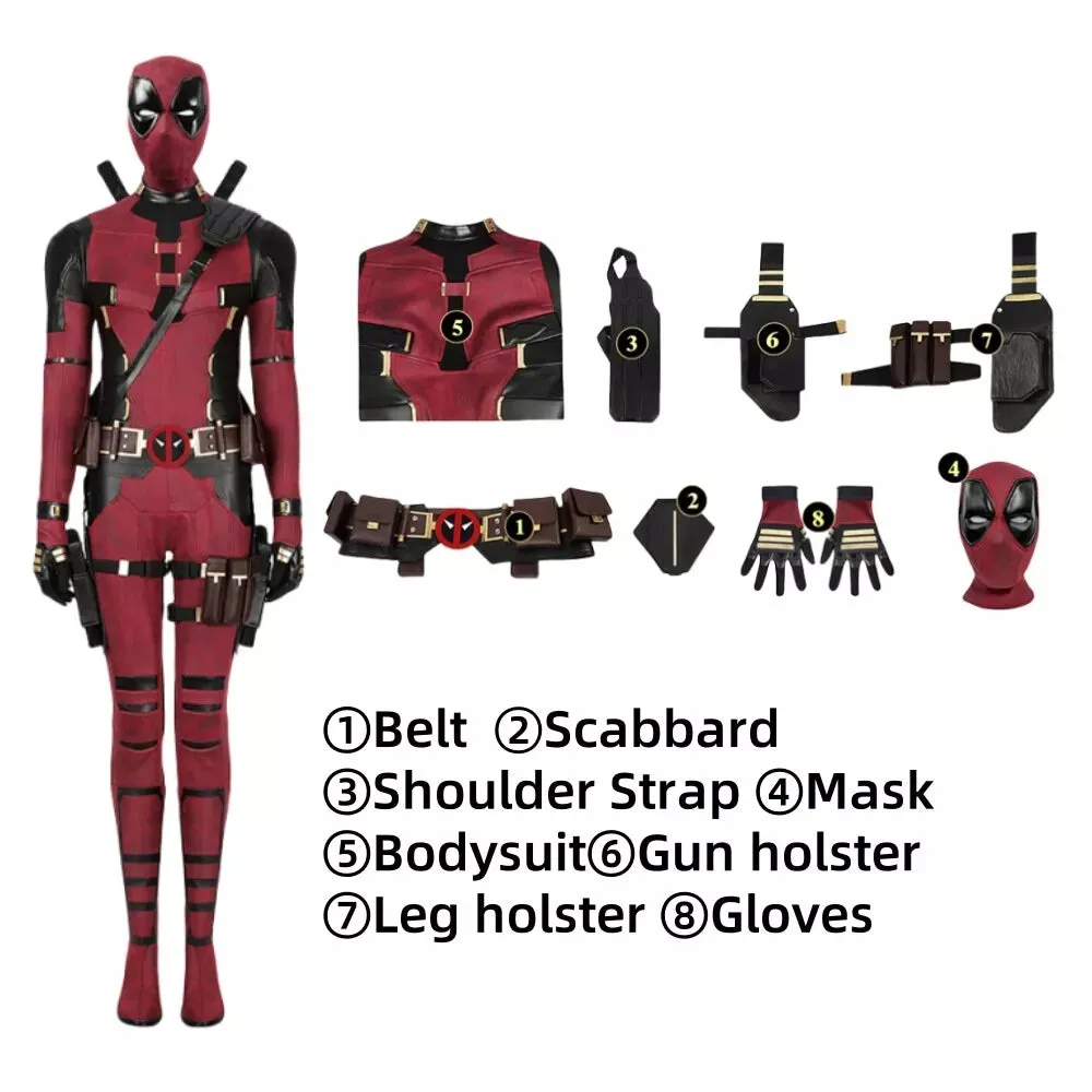 【Neu eingetroffen】Xcoser 2024 Deadpool 3 Lady Deadpool Cosplay Kostüm Overall Maske Outfit für Halloween