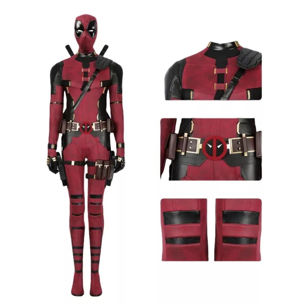 【Neu eingetroffen】Xcoser 2024 Deadpool 3 Lady Deadpool Cosplay Kostüm Overall Maske Outfit für Halloween