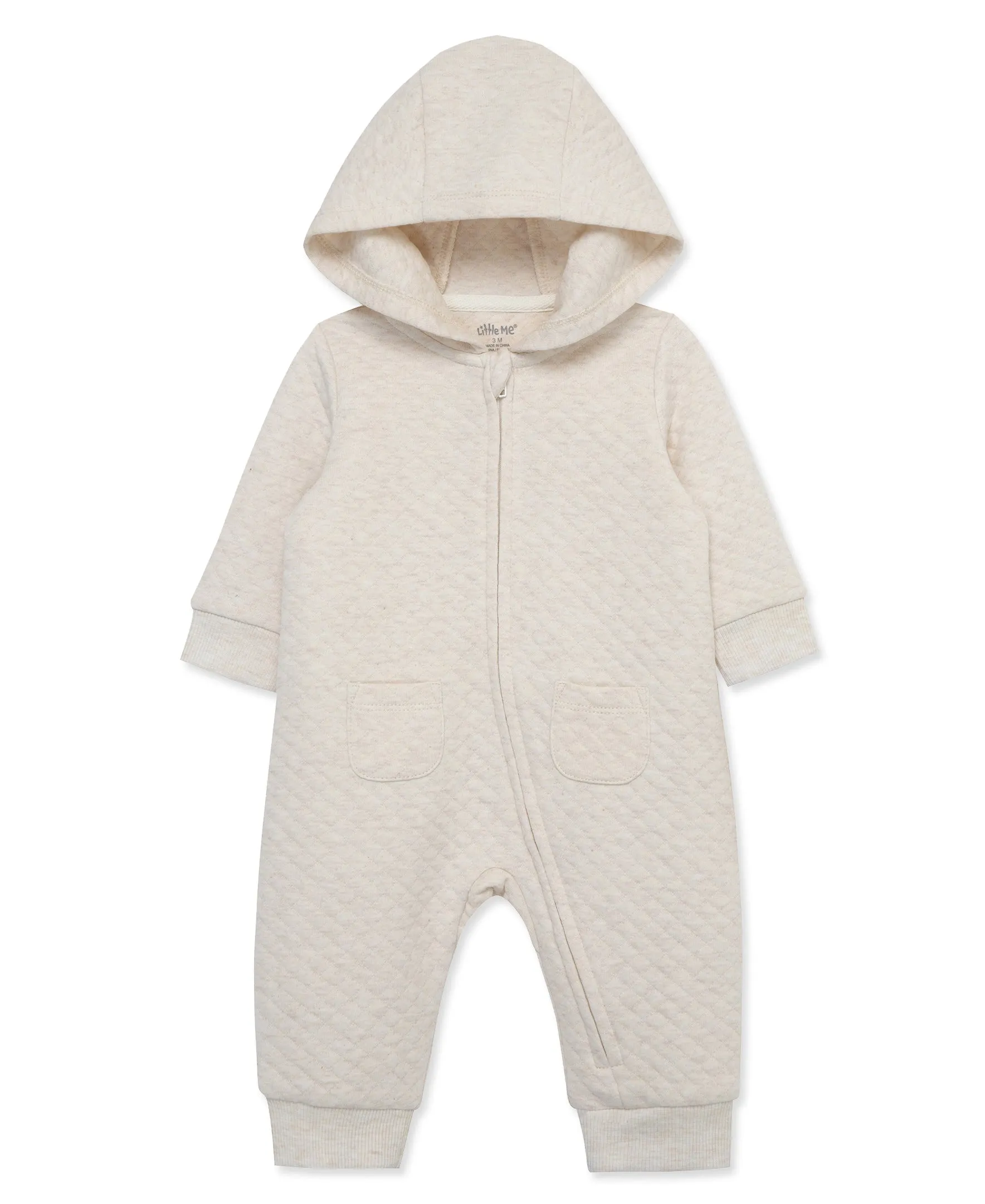 Oatmeal Quilted Hoodie Coverall