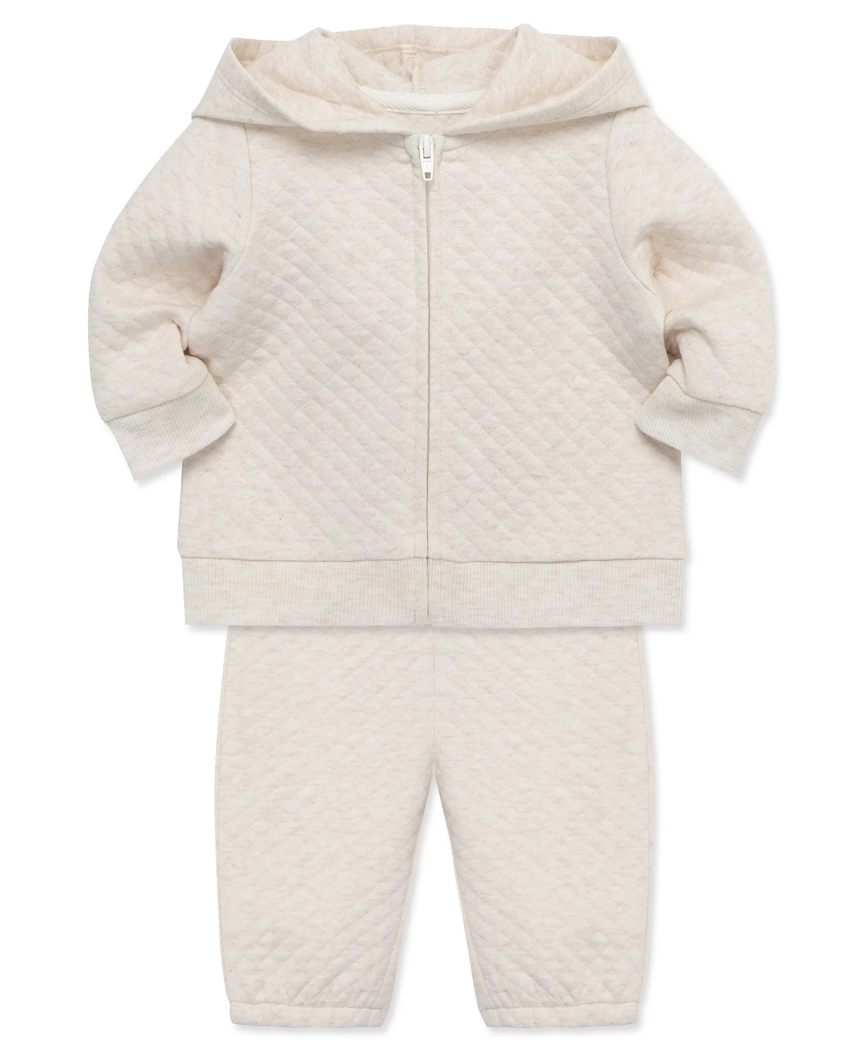 Oatmeal Quilted Hoodie Set