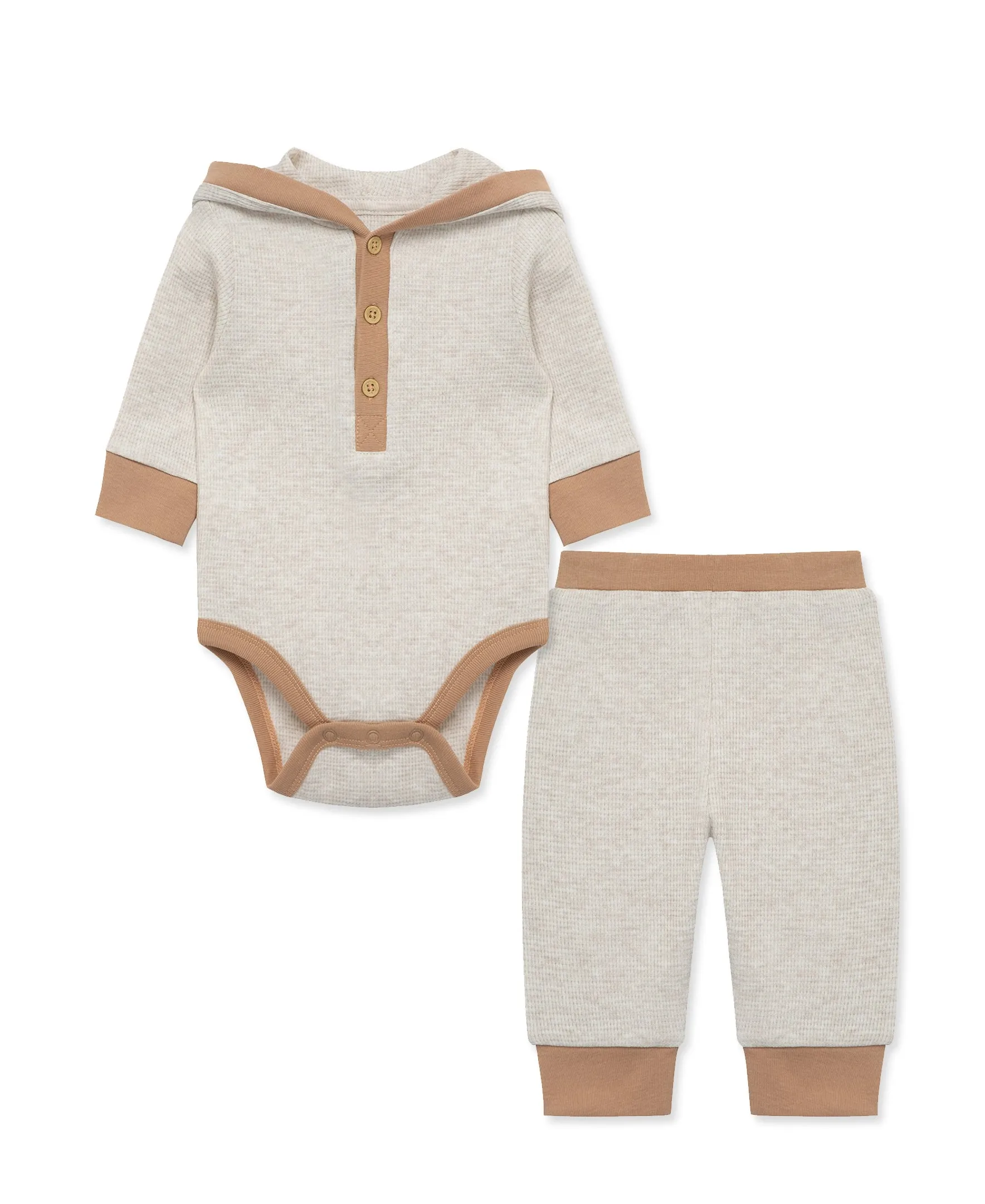 Oatmeal Waffle Knit Bodysuit & Pant Set