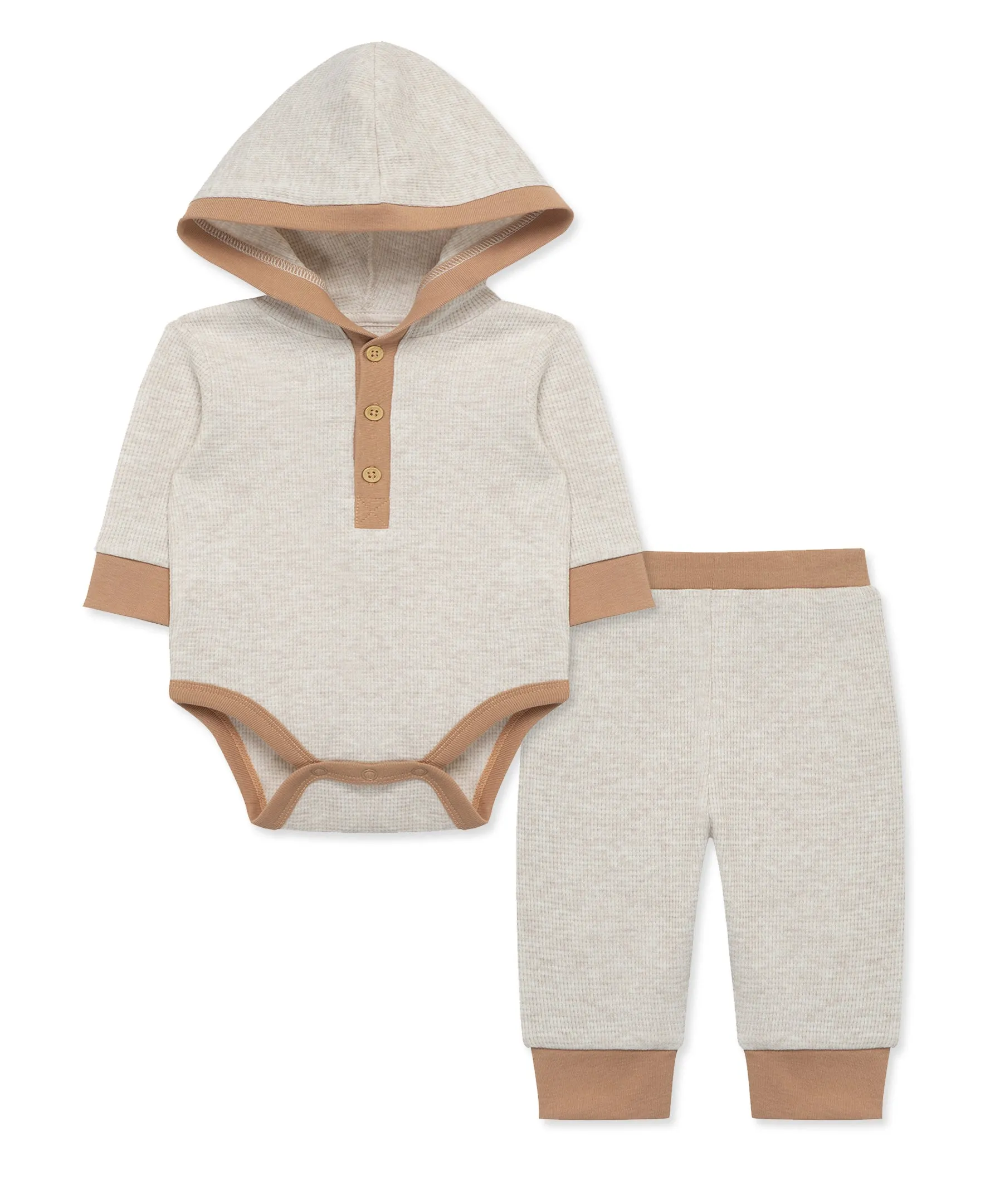 Oatmeal Waffle Knit Bodysuit & Pant Set