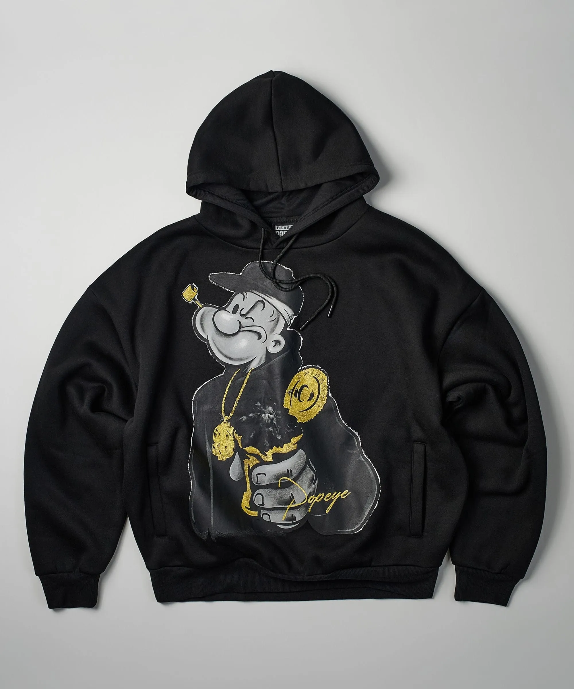 Popeye Block Boy Oversized Hoodie - Black