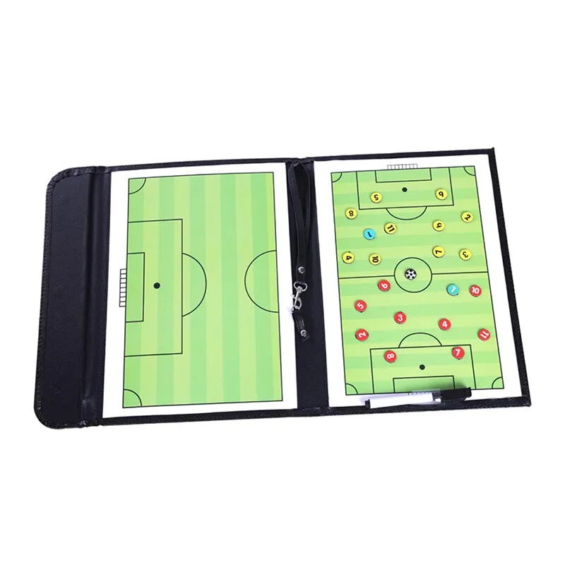 Portable Training Assistant Equipments Football Soccer Tactical Board 2.5 Fold Leather Useful Teaching Board