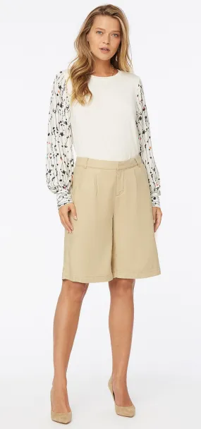 Relaxed Bermuda Short Beige Stretch Linnen | Warm Sand