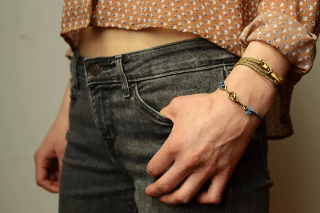 Sister Clasp Bracelet, Brown Cord