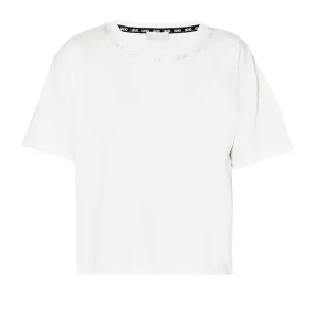 T-shirt Donna Liu-Jo Jersey Plissé Bianco / Rosa