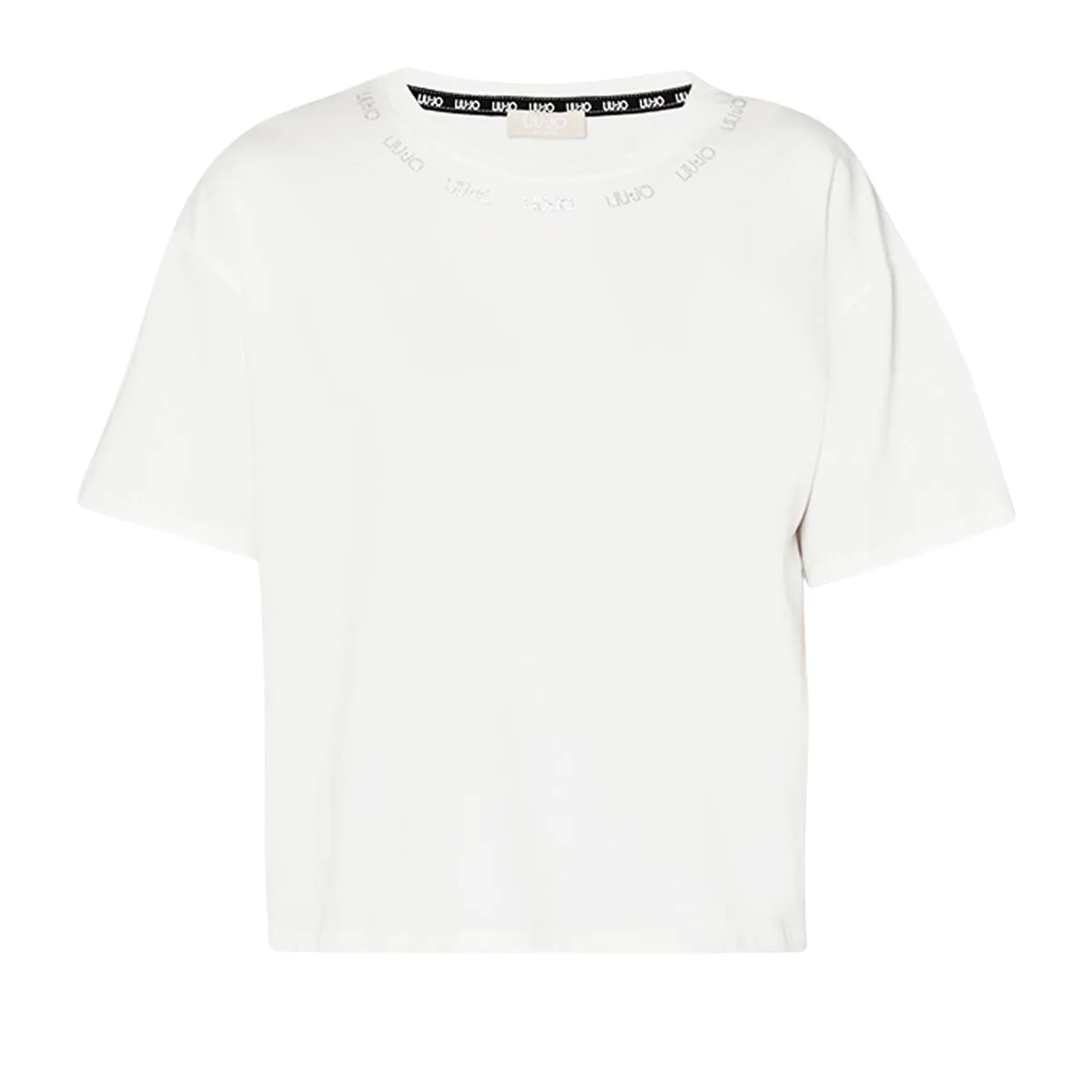 T-shirt Donna Liu-Jo Jersey Plissé Bianco / Rosa