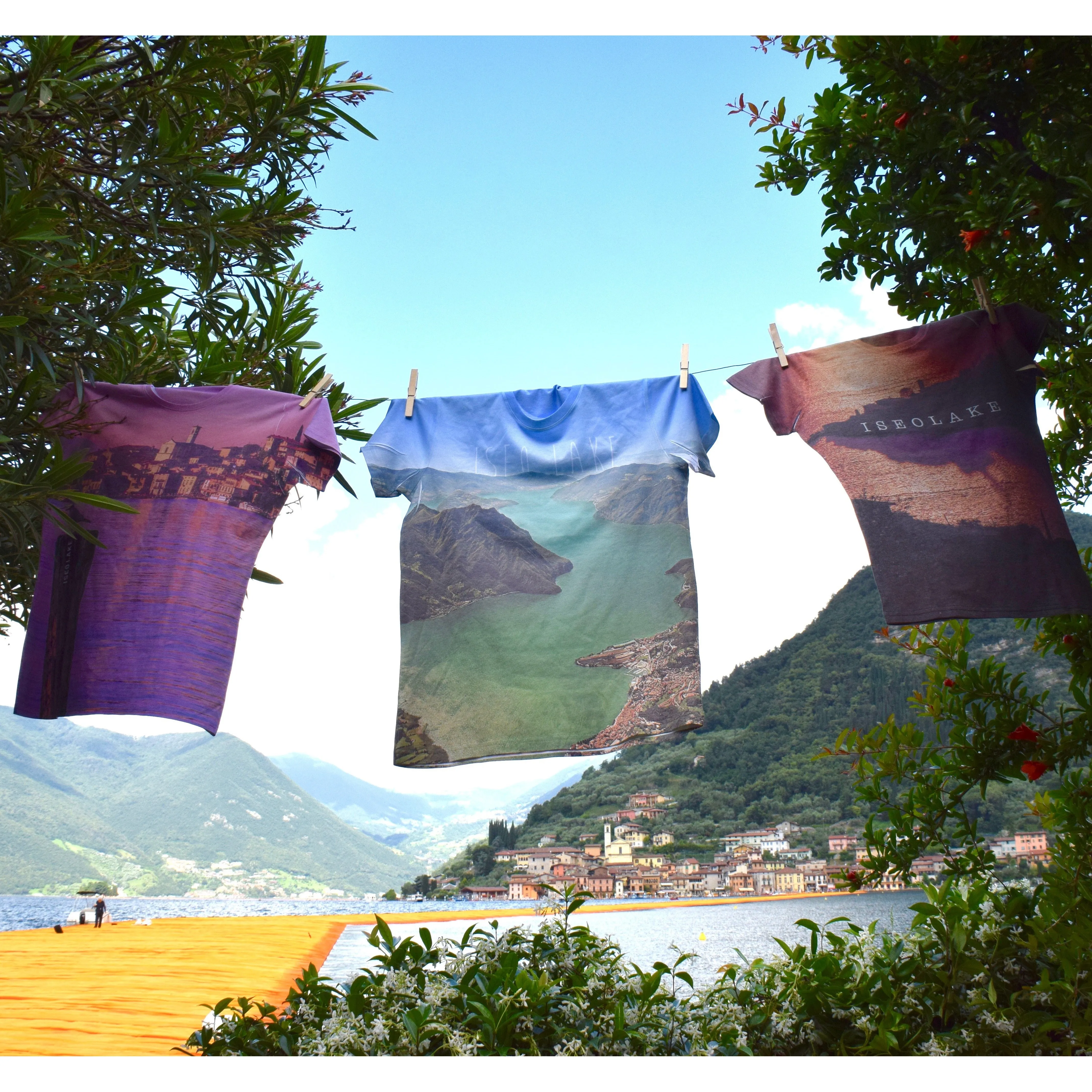 T-shirt ISEO LAKE - Stampa all-over, Idea regalo, Fotografia ad alta definizione, dettagli sorprendenti.