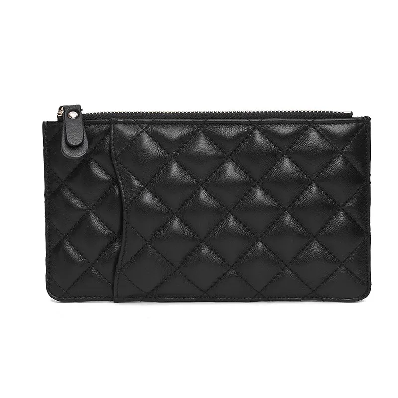 Women's genuine lambskin leather card holder/wallet with zip Vyar design