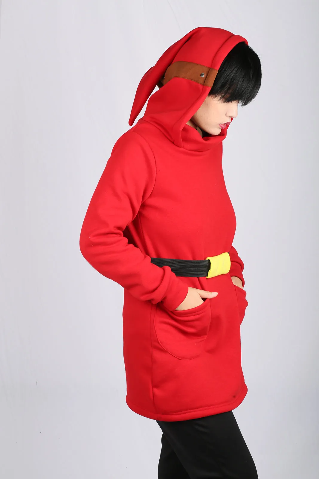 Xcoser Mario Series Shy Guy Hoodie Women's Hooded Black Sweatshirt Cosplay Costume