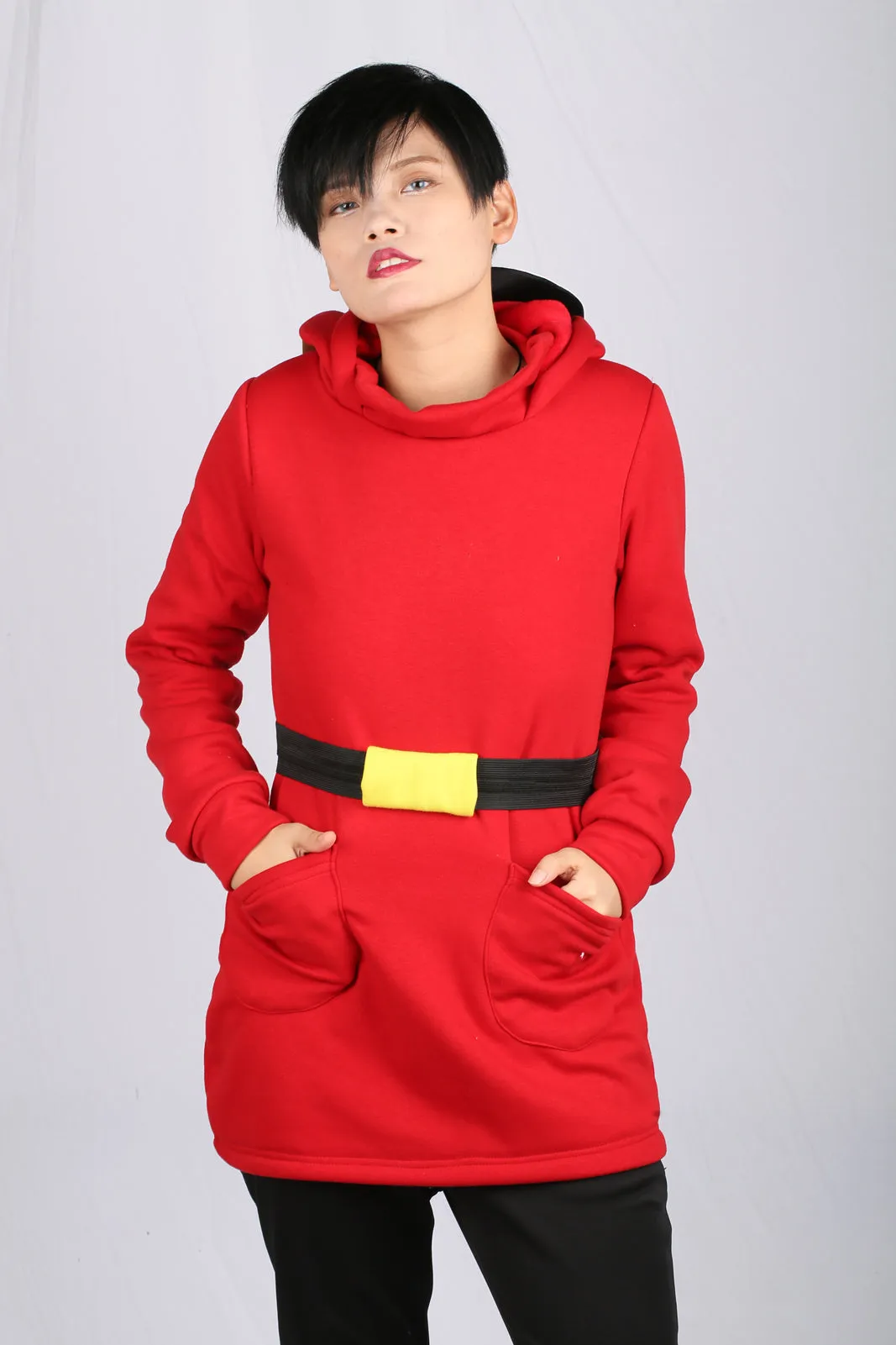 Xcoser Mario Series Shy Guy Hoodie Women's Hooded Sweatshirt Cosplay Costume