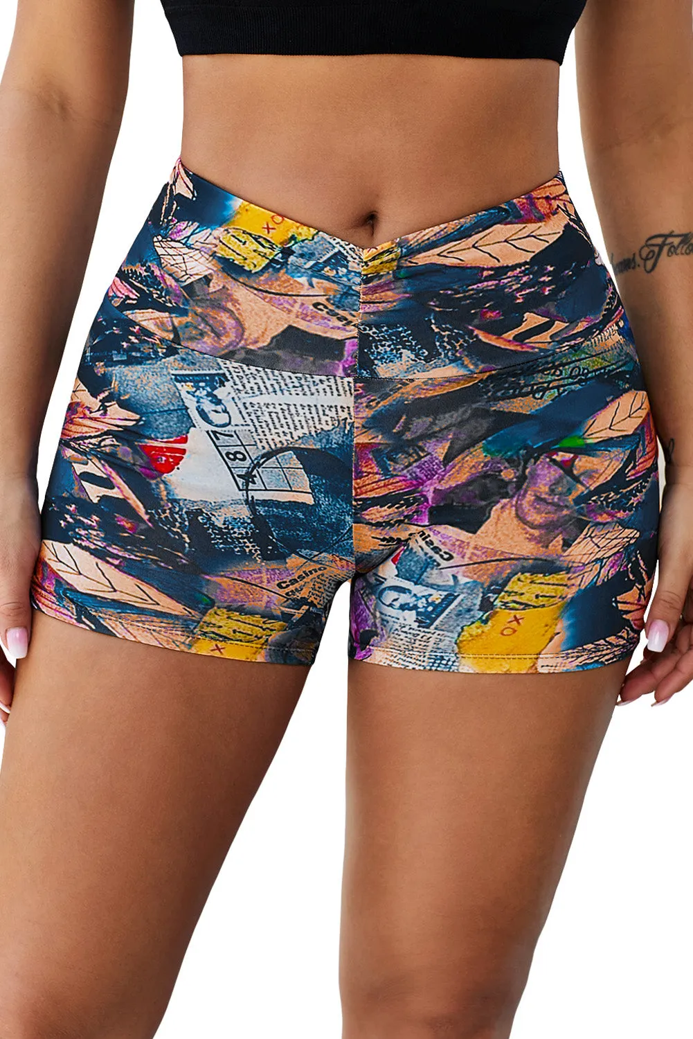 Yoga-Shorts mit breitem Bund und hoher Taille