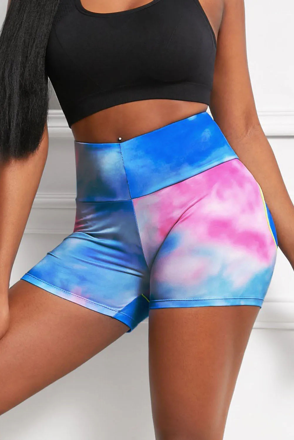 Yoga-Shorts mit breitem Bund und hoher Taille